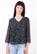 Women Blouse Object Objdara 3/4 Black/White/Ponderosa Pine